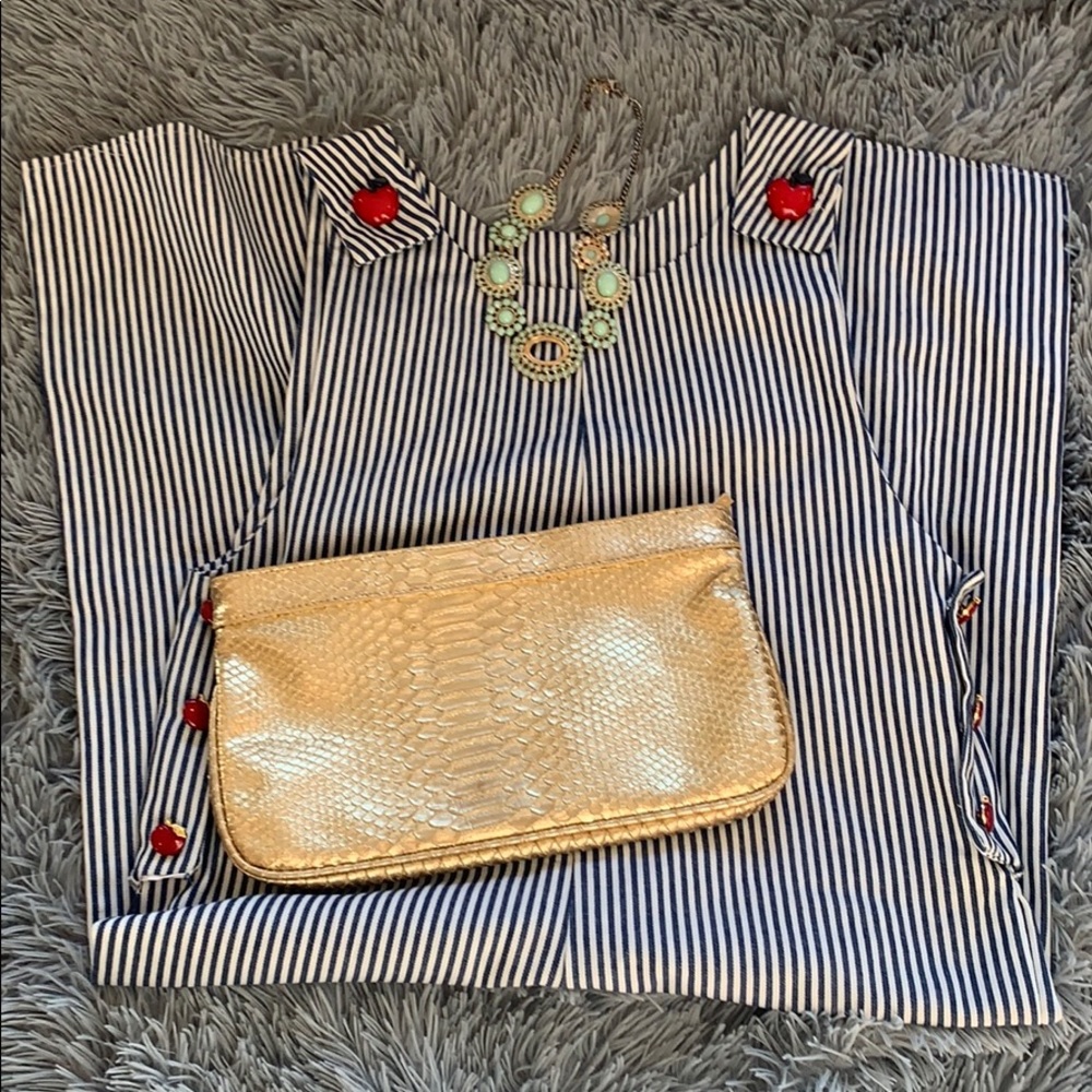 Handmade striped jumper apple buttons SZ M